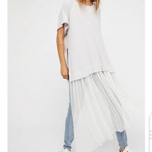 NWOT Free People Dance With Me Tulle Knitted Dress In Cloud